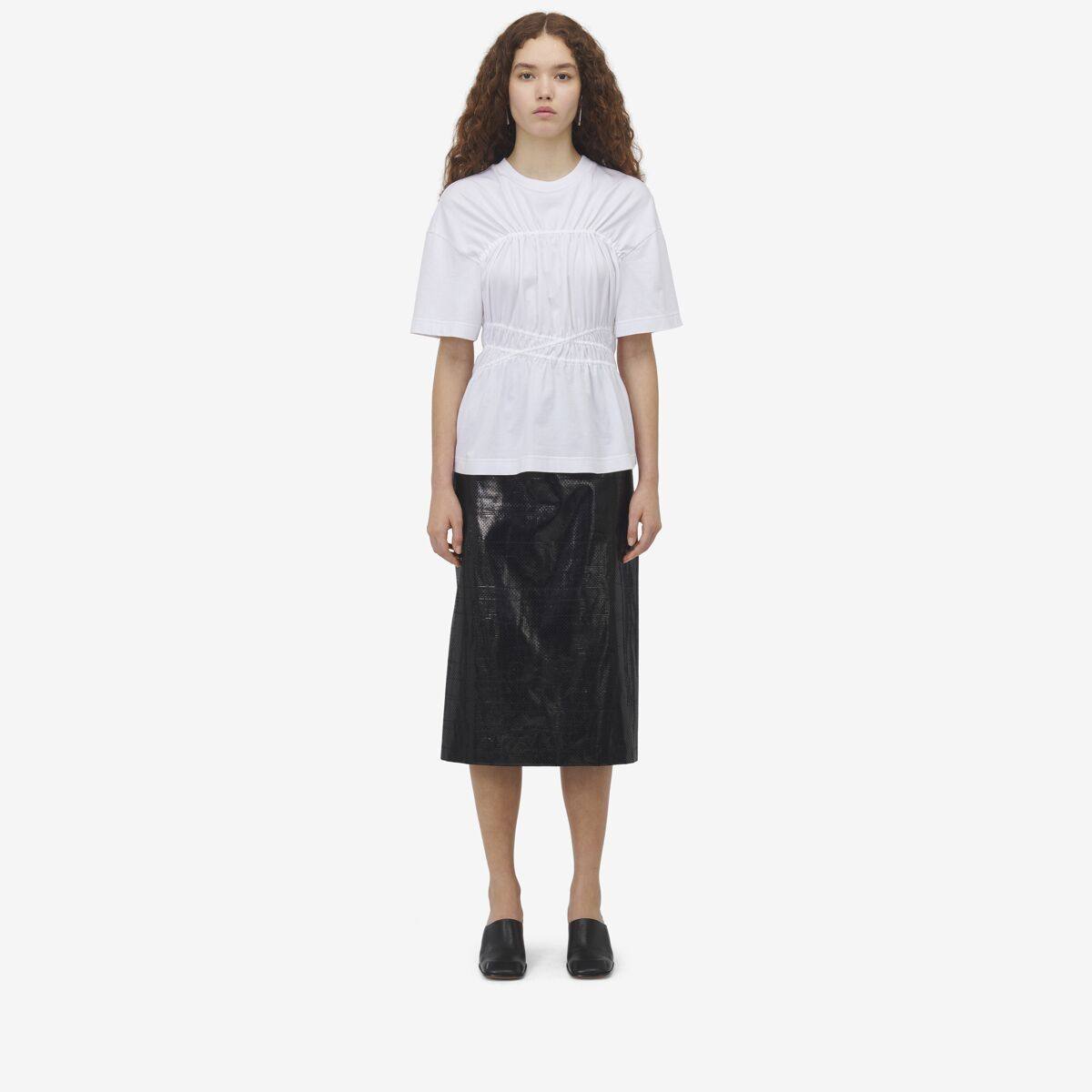 Alexander McQueen Women's White Gathered T-shirt - 10 (Cotton)